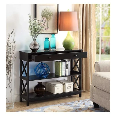 Oxford 1 Drawer Console Table Black - Breighton Home 3 Oxford 1 Drawer Console Table Black - Breighton Home