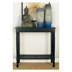 Wood Traditional Rectangular Console Table Black - Olivia & May