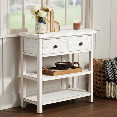 55 Downing Street Country Cottage Wood Console Table 31 1/2" x 13 3/4" with Drawer White for Living Room Bedroom Bedside Entryway 3 55 Downing Street Country Cottage Wood Console Table 31 1/2" x 13 3/4" with Drawer White for Living Room Bedroom Bedside Entryway