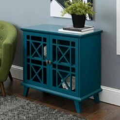 Versatile Fretwork Accent Storage Console - Saracina Home Blue