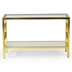 Steve Silver Co. Olympia Sofa Table Glass Iron and Chrome - Steve Silver