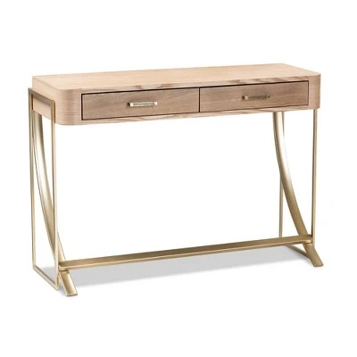 Lafoy Natural Finished Wood and Finished 2 Drawer Console Table Brown - Baxton Studio 6 Lafoy Natural Finished Wood and Finished 2 Drawer Console Table Brown - Baxton Studio - Image 4