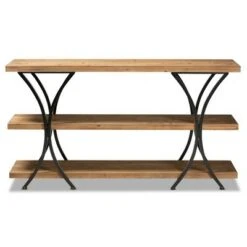 Terrell Wood and Metal Console Table Brown - Baxton Studio