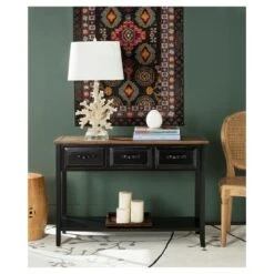 Aiden 3 Drawer Console Table - Safavieh Vintage Gray