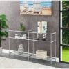 54" Royal Crest 3 Tier Glass Console Table Clear Glass/Chrome - Breighton Home -Console Tables Sales unnamed file 1213
