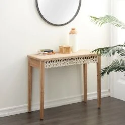 Olivia & May Large Farmhouse Wood Console Table Brown - Olivia & May