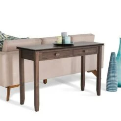 46" Medium Stratford Solid Wood Console Sofa Table - Wyndenhall Natural Aged Brown