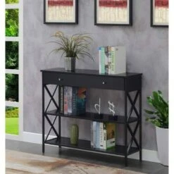 Tucson 1 Drawer Console Table with Shelves - Breighton Home Gray/black