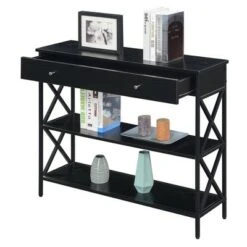 Tucson 1 Drawer Console Table with Shelves - Breighton Home Gray/black -Console Tables Sales unnamed file 1267