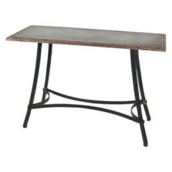 Metal Industrial Arts Style Rectangular Console Table Brown - Olivia & May