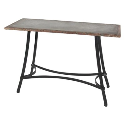 Metal Industrial Arts Style Rectangular Console Table Brown - Olivia & May 3 Metal Industrial Arts Style Rectangular Console Table Brown - Olivia & May