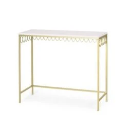 Breu Modern Glam Console Table with Petal Accents Gold/White - Christopher Knight Home