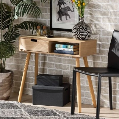 Elwyn Wood 1 Drawer Console Table Light Brown - Baxton Studio 9 Elwyn Wood 1 Drawer Console Table Light Brown - Baxton Studio - Image 7