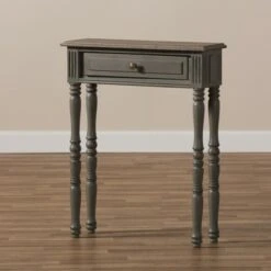 Noemie Country Cottage Farmhouse Finished 1 Drawer Console Table Brown - Baxton Studio -Console Tables Sales unnamed file 1479