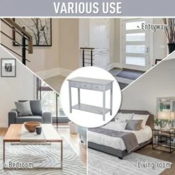 HOMCOM Console Table Industrial Desk with Drawer Bottom Shelf & Large Tabletop for Pictures Great for the Entryway -Console Tables Sales unnamed file 1566