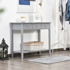 HOMCOM Console Table Industrial Desk with Drawer Bottom Shelf & Large Tabletop for Pictures Great for the Entryway -Console Tables Sales unnamed file 1569