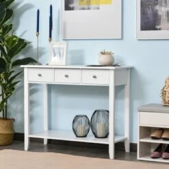 HOMCOM Console Table Industrial Desk with Drawer Bottom Shelf & Large Tabletop for Pictures Great for the Entryway -Console Tables Sales unnamed file 1570