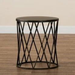 Finnick Antique Metal End Table Black - Baxton Studio -Console Tables Sales unnamed file 1584