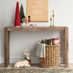 Bayshore Herringbone Console Table Brown - Threshold™