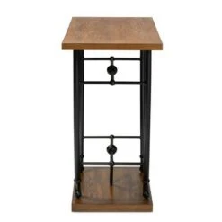 Leigh Distressed Wood and Metal Finished Entryway Console Table Brown/Black - Baxton Studio -Console Tables Sales unnamed file 1694