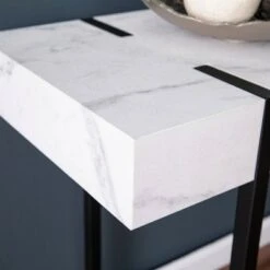 Wennan Modern Faux Marble Console Table Black/White - Aiden Lane
