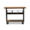 Felix Industrial Farmhouse Wood and Black Metal Console Cart Walnut Brown - Baxton Studio -Console Tables Sales unnamed file 1766