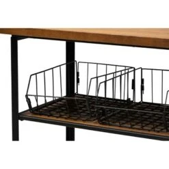 Felix Industrial Farmhouse Wood and Black Metal Console Cart Walnut Brown - Baxton Studio -Console Tables Sales unnamed file 1769