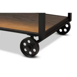 Felix Industrial Farmhouse Wood and Black Metal Console Cart Walnut Brown - Baxton Studio -Console Tables Sales unnamed file 1770