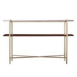 Amelia Faux Marble Console Table with Storage Brass - Aiden Lane