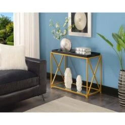 St Andrews Console Table - Breighton Home Black/gold