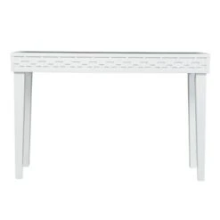 Denmit Glass-Top Console Table White - Aiden Lane