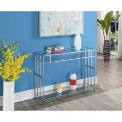 Mission Glass Console Table Chrome - Breighton Home