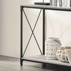 Rosslea Lower Shelf Sofa Table Black/Gray - HOMES: Inside + Out -Console Tables Sales unnamed file 1980
