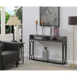 Town Square Deluxe 2 Tier Console Table Weathered Gray/Black - Breighton Home