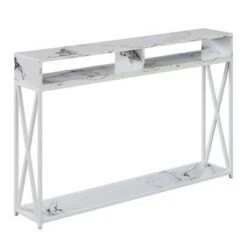 Tucson Deluxe Console Table with Shelf - Breighton Home White Faux Marble/white -Console Tables Sales unnamed file 2172