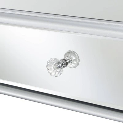 Gold Coast Deluxe 2 Drawer Mirrored Desk Console Table Silver - Breighton Home 5 Gold Coast Deluxe 2 Drawer Mirrored Desk Console Table Silver - Breighton Home - Image 3