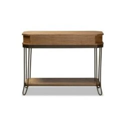 3 Drawer Kellyn Vintage Rustic Industrial Wood and Metal Console Table Brown/Black - Baxton Studio -Console Tables Sales unnamed file 2209
