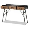3 Drawer Santo Metal and Oak Finished Wood Console Table Black/Walnut Brown - Baxton Studio