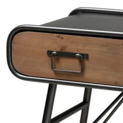 3 Drawer Santo Metal and Oak Finished Wood Console Table Black/Walnut Brown - Baxton Studio -Console Tables Sales unnamed file 2281