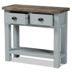 Hastin Two-Tone Wood 2 Drawer Console Table Brown/Gray - Baxton Studio