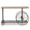 Terence Vintage Industrial Natural Wood and Metal Wheeled Console Table Black - Baxton Studio
