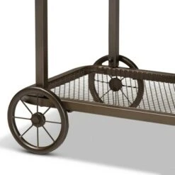 Terence Vintage Industrial Natural Wood and Metal Wheeled Console Table Black - Baxton Studio -Console Tables Sales unnamed file 2315