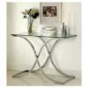 Leah Contemporary Metal Glass Top Sofa Table Chrome - HOMES: Inside + Out -Console Tables Sales unnamed file 2352