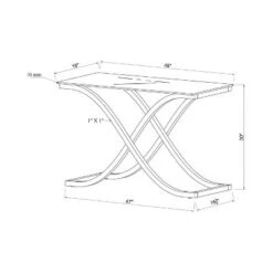 Leah Contemporary Metal Glass Top Sofa Table Chrome - HOMES: Inside + Out -Console Tables Sales unnamed file 2354