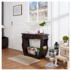 Coralli Modern Cut Out Sofa Table Walnut - HOMES: Inside + Out -Console Tables Sales unnamed file 2375