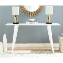 Manny Retro Mid Century Lacquer Console - White - Safavieh