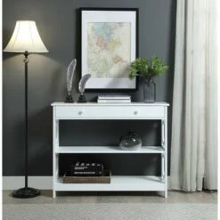 Omega 1 Drawer Console Table White - Breighton Home -Console Tables Sales unnamed file 2606