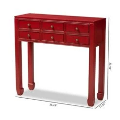 Pomme Accent 6 Drawer Console Table Red - Baxton Studio 14 Pomme Accent 6 Drawer Console Table Red - Baxton Studio -Console Tables Sales unnamed file 2630