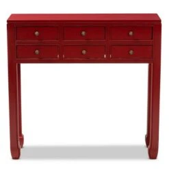 Pomme Accent 6 Drawer Console Table Red - Baxton Studio 16 Pomme Accent 6 Drawer Console Table Red - Baxton Studio -Console Tables Sales unnamed file 2632