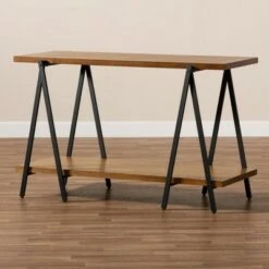Britton Rustic Industrial Wood and Metal Console Table-Walnut/Black-Baxton Studio -Console Tables Sales unnamed file 2642